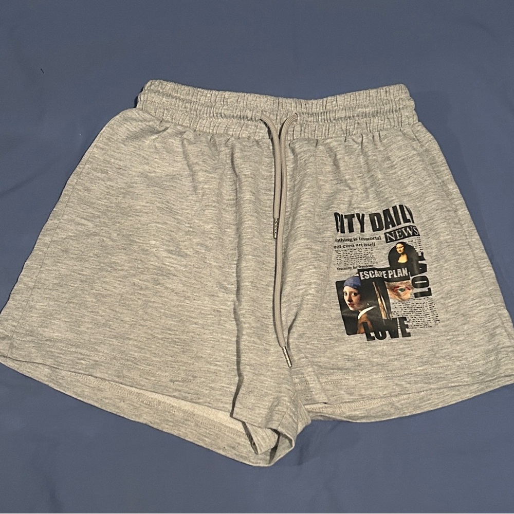 Gray Graphic Print Shorts